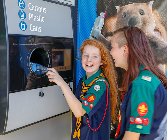 scouts using a reverse vending machine