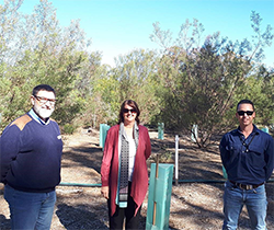 CEO Tracy Mackey on a field inspection with Gary Whytcross and Nick Payne 