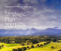 cover of the EPA Strategic plan - green fields with trees, mountians in the distance