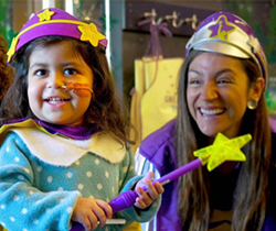 Starlight poster, young girl and two women in dress-up costumes with text Containers for kids Help brighted the lives of sick kids