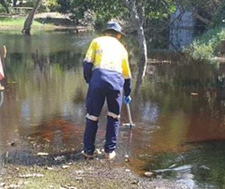 testing flood waters