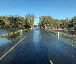 Flooded causeway near Forbes NSW