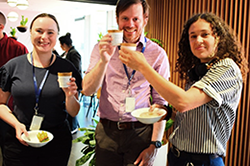 three EPA staff try edible coffee cups