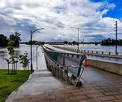 flooded bridge crossing at Windsor 