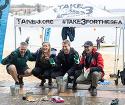 CEO Tony Chappel with Take 3 for the Sea and other CEOs at Manly Beach 