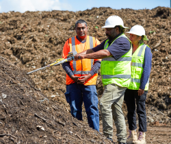 EPA officers testing mulch for contamination.