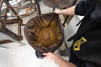 fabric bag  used to collect coffee waste